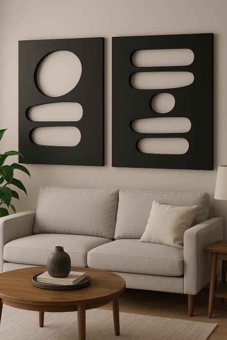 Wallity Conjunto de 2 Pinturas Decorativas de MDF 50 x 70 cm Negro Wallity Conjunto de 2 Pinturas Decorativas de MDF 50 x 70 cm Negro